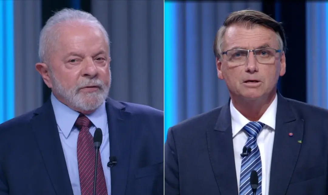 Luiz Inácio Lula da Silva (PT) e Jair Bolsonaro (PL) no debate entre presidenciáveis na TV Globo - Foto: Reprodução