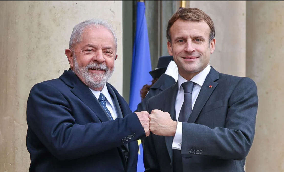 Lula e Emmanuel Macron. Foto: Ricardo Stuckert