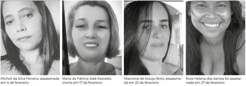 Vítimas de feminicídio no RN em fevereiro - Fotos: Reprodução
