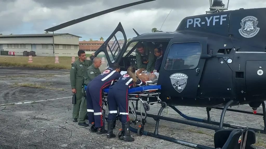 Helicóptero Potiguar 01 faz transferência de paciente - Foto: Sesed