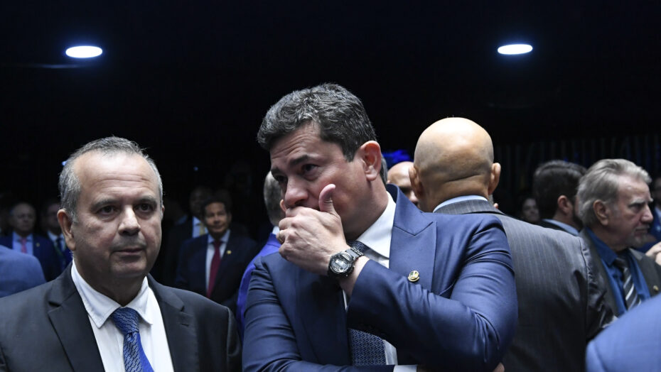 Senador Rogério Marinho (PL-RN) ao lado de Sergio Moro (União Brasil-PR). Foto: Geraldo Magela / Senado