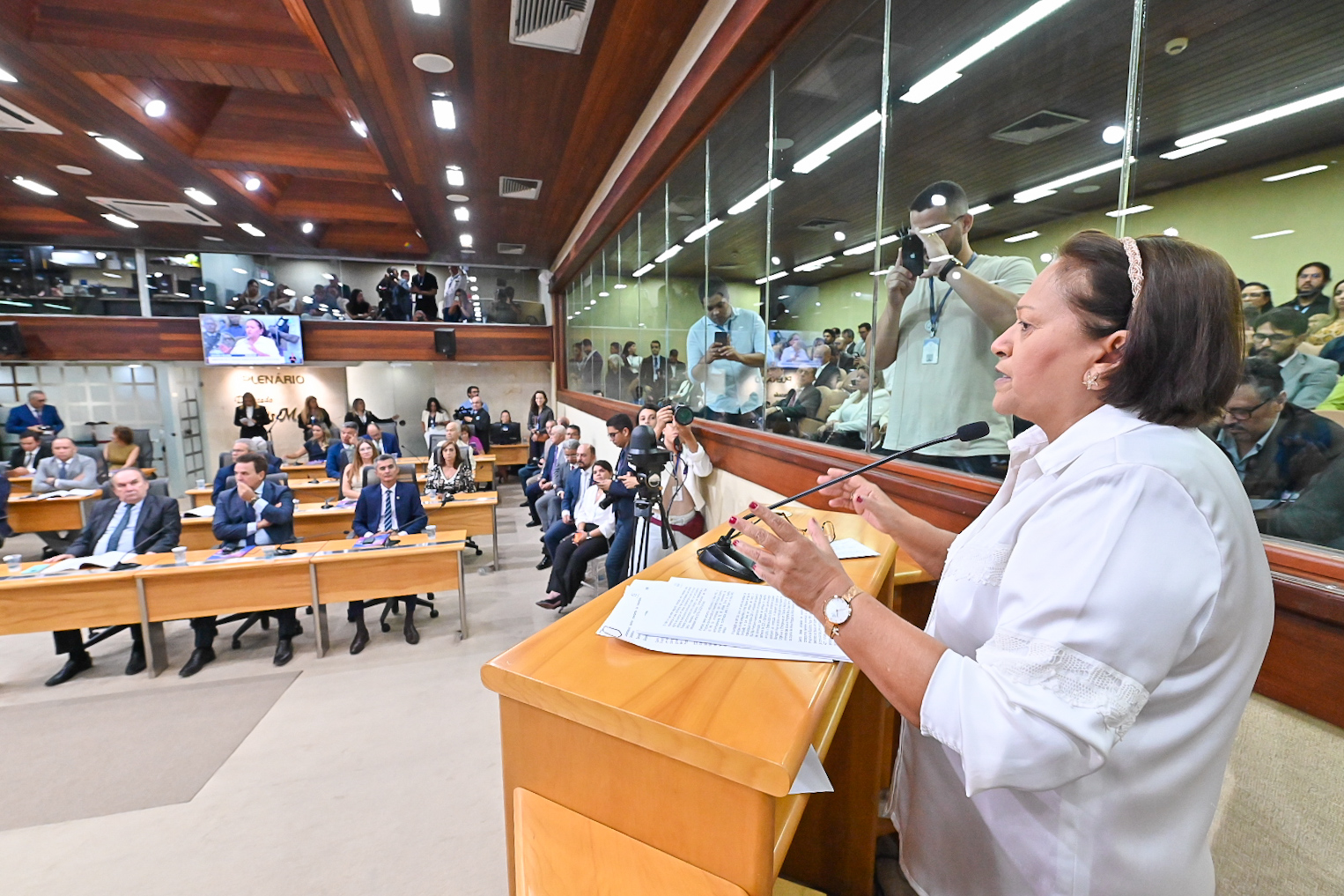 Governadora Fátima discursa na abertura dos trabalhos legislativos na ALRN em 2024 - Foto: João Gilberto/ALRN
