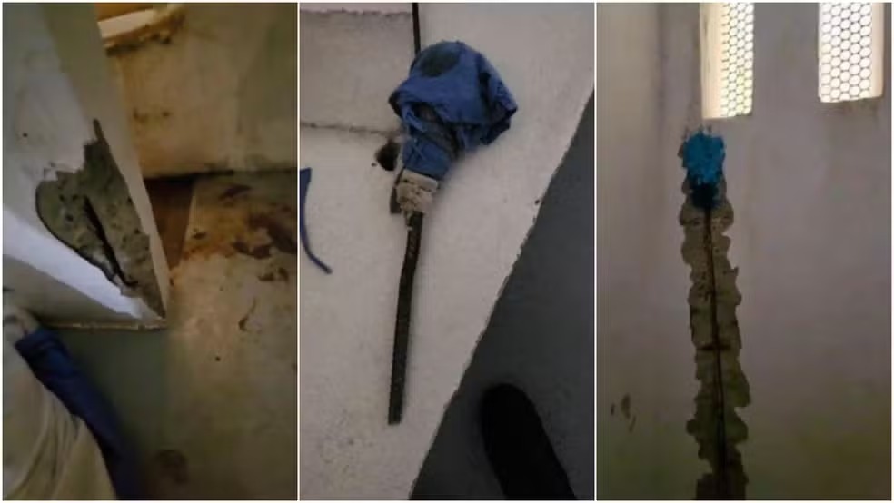 Barras de ferro foram utilizadas na fuga de dois detentos da Penitenciária Federal de Mossoró - Foto: Divulgação