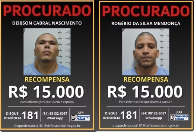 PF divulgou recompensa por informações sobre os fugitivos - Foto: Divulgação