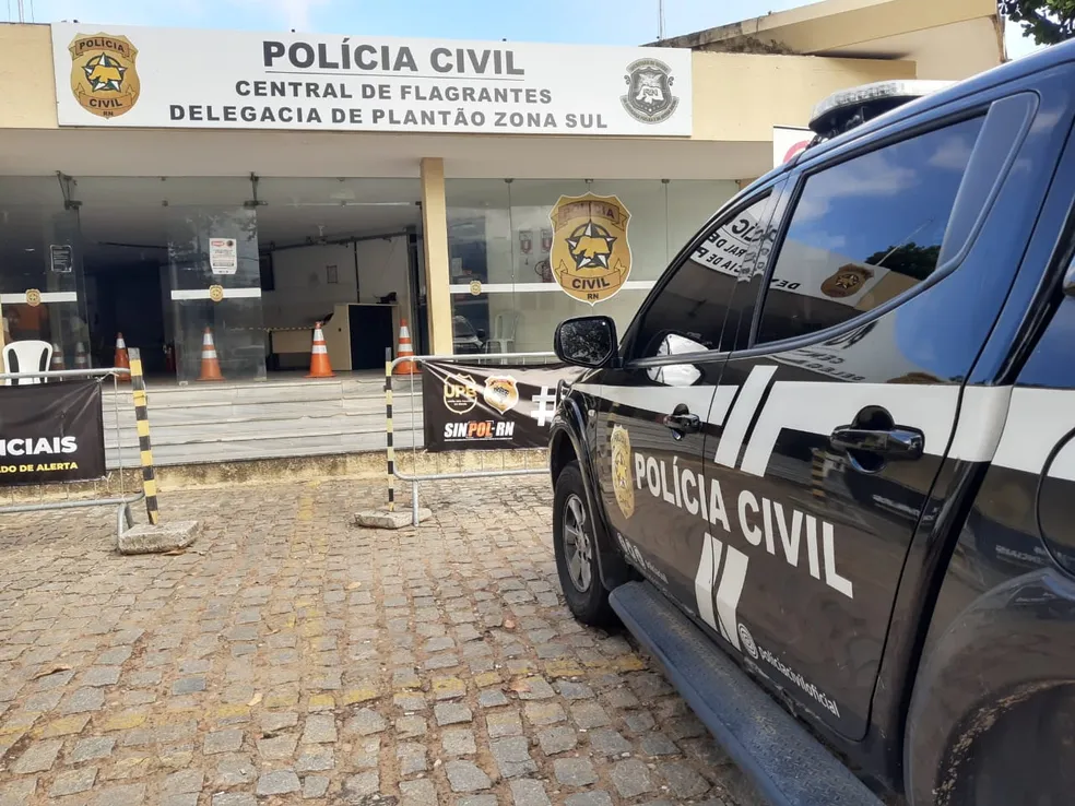 Polícia Civil Rio Grande do Norte RN Central de Flagrantes Delegacia de Plantão Zona Sul viatura - Foto: Lucas Cortez