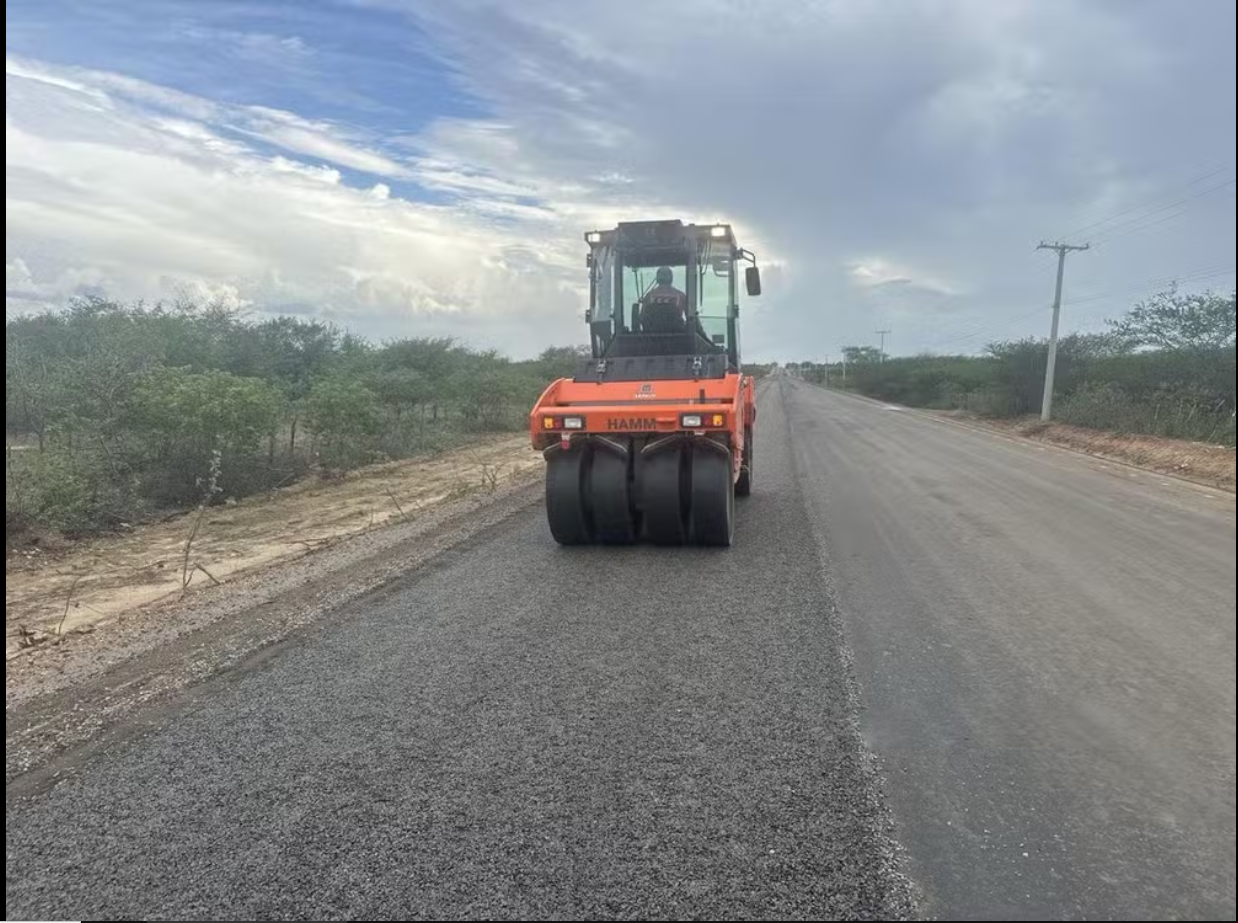 Obra em rodovia estadual no Rio Grande do Norte - Foto: Secretaria de Infraestrutura do RN/Divulgação