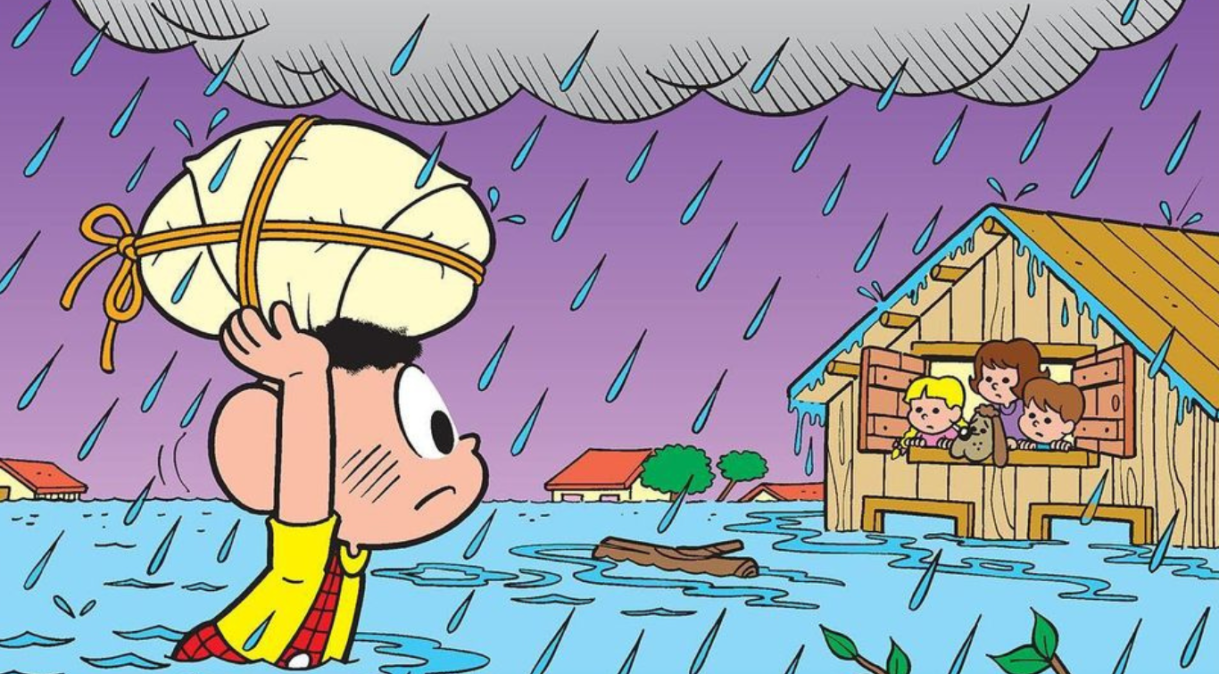 Cascão enfrentou a chuva em prol aos afetados pelas enchentes no RS Reprodução/Instagram
