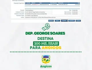 Dep. George Soares entrega emenda de 200 mil reais; dinheiro já está na conta