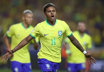 Rodrygo marca o primeiro gol do Brasil nas Eliminatórias para a Copa do Mundo de 2026 - Foto:Vitor Silva/CBF