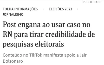 Reportagem Folha de S. Paulo mostra que não há indícios de irregularidades na pesquisa Sensatus/Band, atacada pelo bolsonarismo